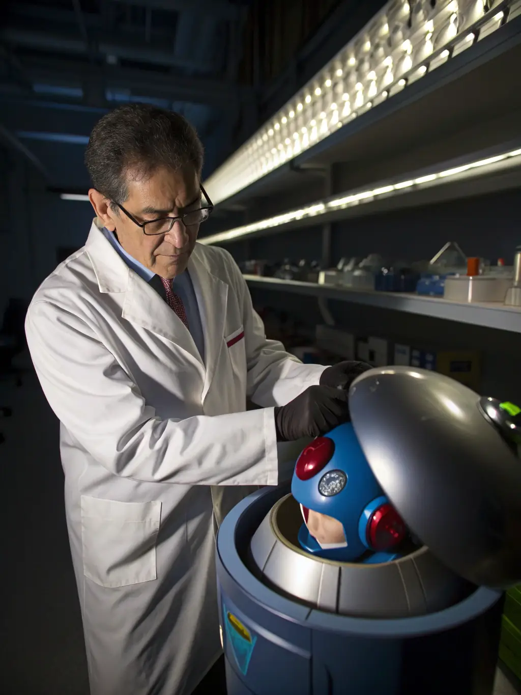 An image depicting Dr. Cain discovering Mega Man X in his capsule, highlighting the moment that changed the world and set the series in motion.